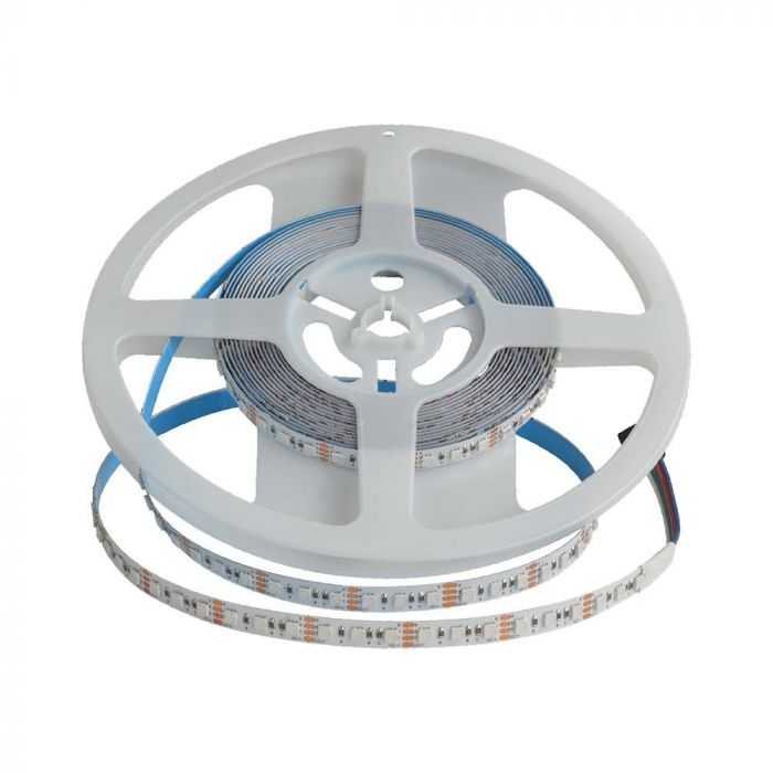 V-tac 12W/m LED juosta, 120LED/m, 24V, RGB, 5 metrų ritė