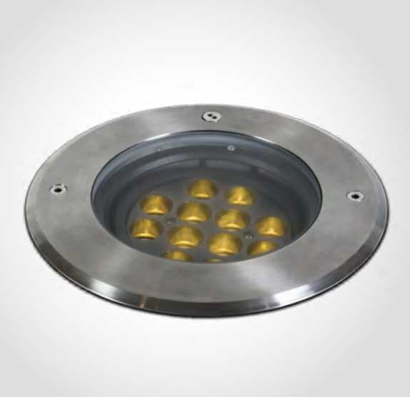 12x1,5W LED įleidžiamas į žemę lauko šviestuvas, plieno sp., 3000K, IP67, reguliuojamas šviesos kampas, 69074C/W