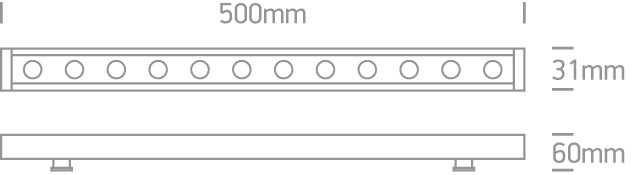 12x1W LED linijinis sienų šviestuvas, pilkas, 3000K, 7055A/W