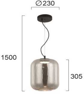 13W LED pakabinamas šviestuvas KIVA, juodu korpusu/dūmų sp. stiklas, 3000K, 4318601