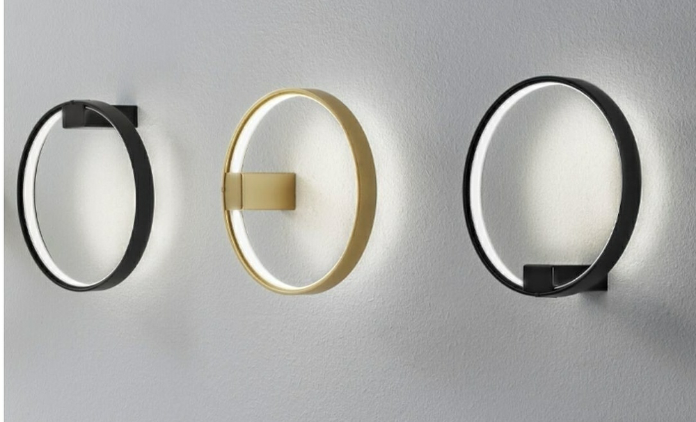 13W LED sieninis šviestuvas CIRCLE WALL, aukso sp., 3000K