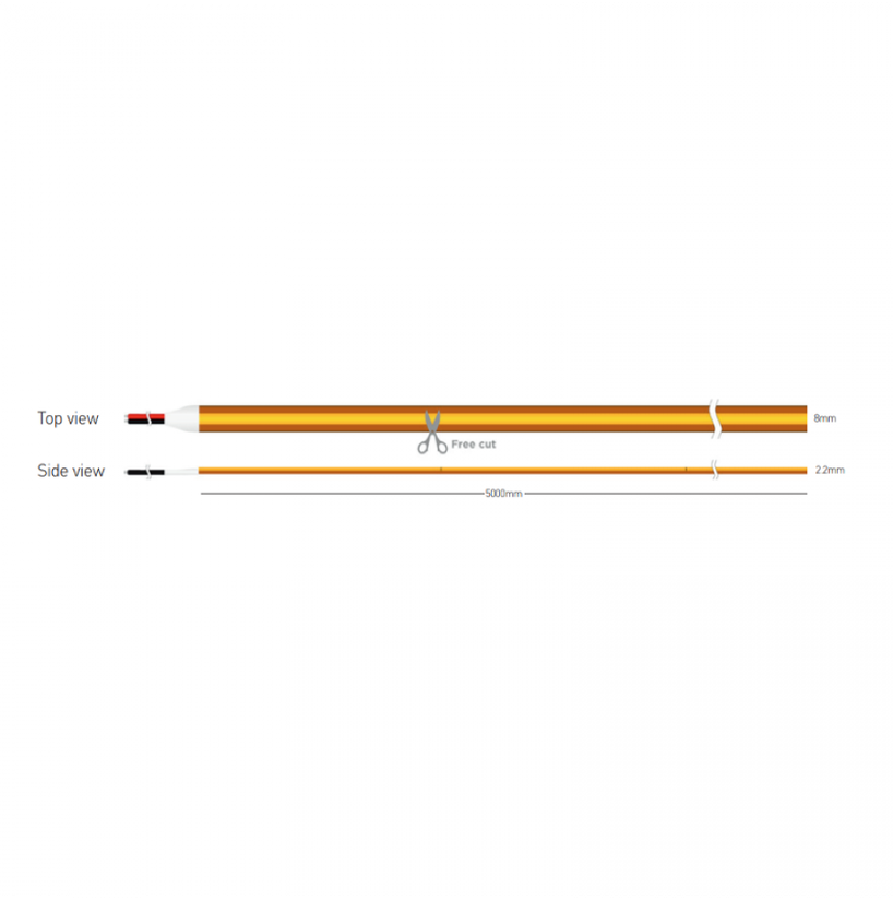 13W/m LED COB juosta, 24V, 528LEDs/m, 3000K, IP20, 5m ritė, LS56