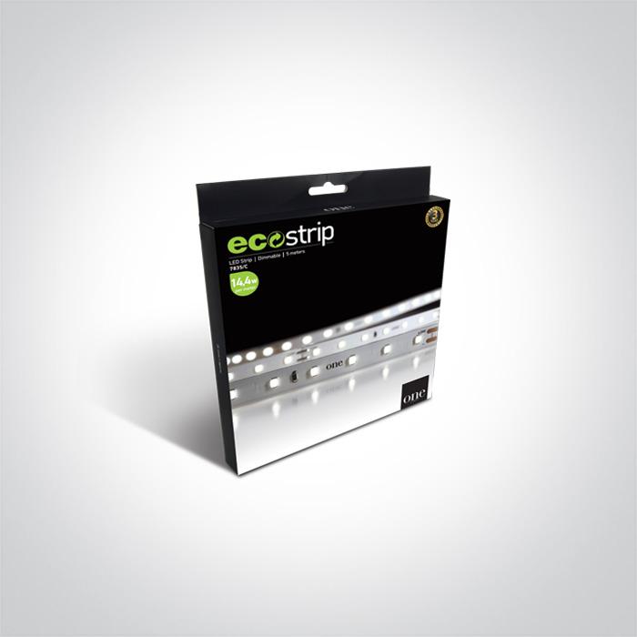 14,4W/m lanksti LED juosta, 70LED/m, 3000K, IP20, karpoma kas 10cm, 5m ritė, 7835/W