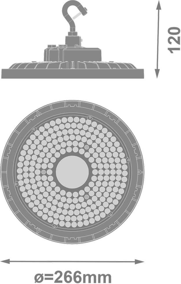 145W LED UFO šviestuvas HB V, juodas, 4000K, 60°