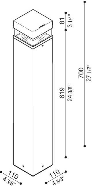 14W LED pastatomas lauko šviestuvas TOK Q H700, antracito sp., 3000K