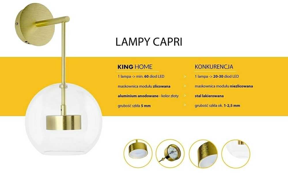 14W LED sieninis šviestuvas CAPRI WALL 1, aukso sp., 3000K