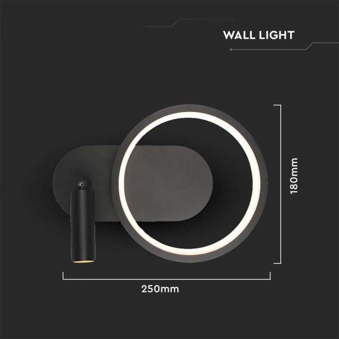 V-tac 14W LED sieninis šviestuvas, juodas, 3000K
