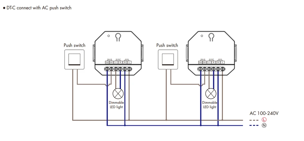 150-360W 100-240V TRIAC + DALI valdiklis, DALI signalą keičia į TRIAC