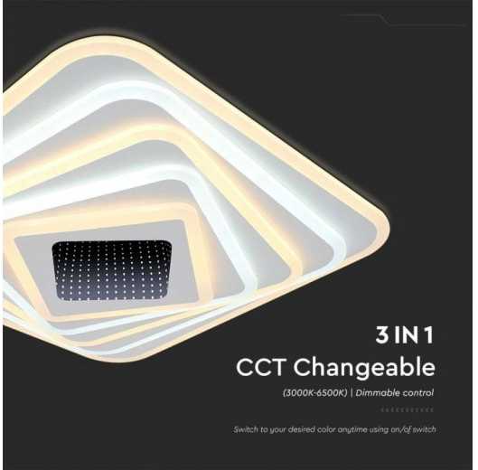 Lubinis šviestuvas V-tac 150W LED paviršinis lubų šviestuvas, baltas, 3000/6500K, dimeriuojamas, su nuotolinio valdymo pulteliu