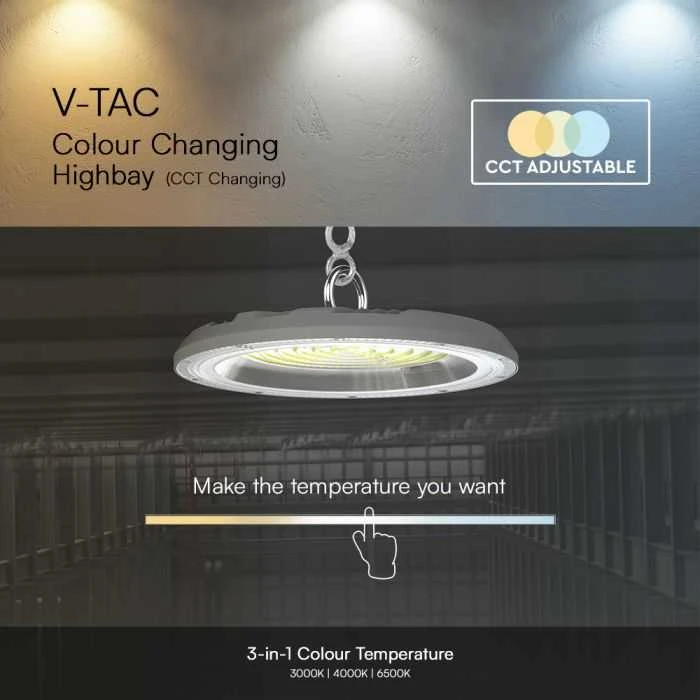 V-tac 150W LED UFO sandėlio šviestuvas, pilkas, 3000/4000/6500K