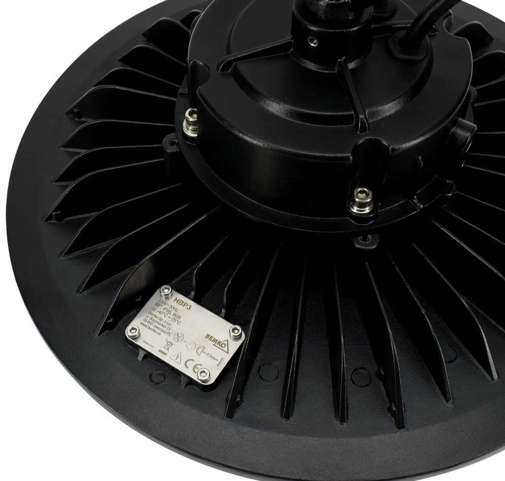 Bemko 150W LED UFO šviestuvas PARIT, juodas, 4000K, IP65, DALI