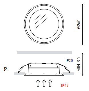15.5W LED įleidžiamas šviestuvas DROP, 3000K (šiltai balta), IP43, baltas.
