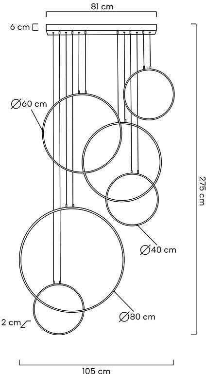 156W LED pakabinamas šviestuvas CIRCULO SIX, juodas, 3000K