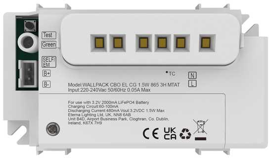 1,5W avarinis modulis WALLPACK COMBO, baltas, 6500K, 3h