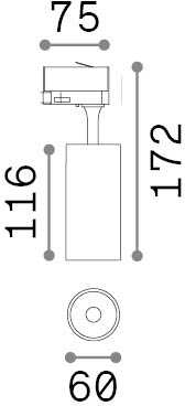15W LED akcentinis šviestuvas į 3 fazių bėgelius FOX, baltas, 2700K, 340883