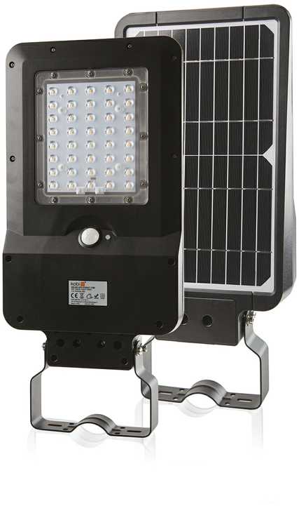 15W LED gatvės šviestuvas su saulės baterija ir judesio davikliu, juodas, 4000K