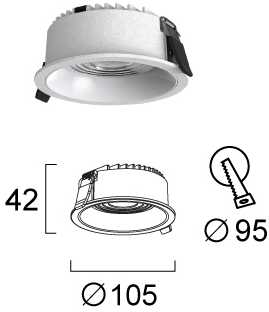 15W LED įleidžiamas šviestuvas LUIGI, baltas, 3000/4000/6500K, 4335000