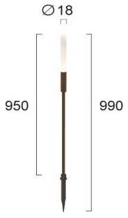 1,5W LED įsmeigiamas lauko šviestuvas STICK, rūdžių sp., 3000K, IP65, 95cm, 24V, 4320700