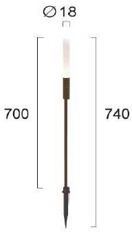 1,5W LED įsmeigiamas lauko šviestuvas STICK, rūdžių sp., 3000K, IP65, 70cm, 24V, 4320600