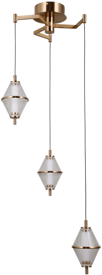 15W LED pakabinamas šviestuvas FUENTE, aukso sp./skaidrus, 3000K