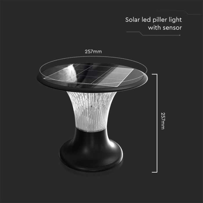 V-tac 15W LED pastatomas lauko šviestuvas su saulės baterija ir judesio davikliu, juodas, 4000/6000K, IP65