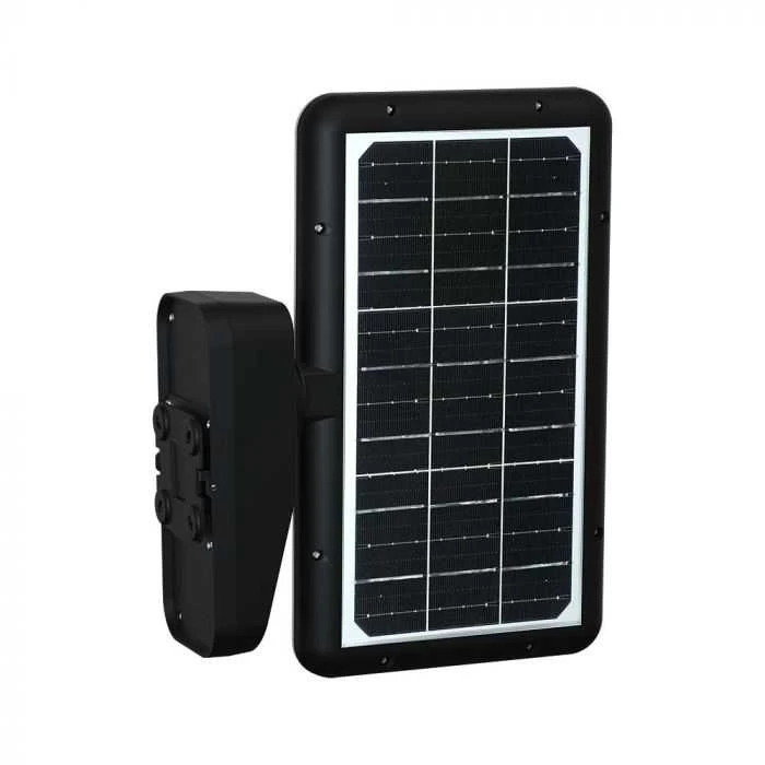 Sieninis šviestuvas V-tac 15W LED paviršinis šviestuvas su saulės baterija ir judesio davikliu, juodas, 4000/6000K