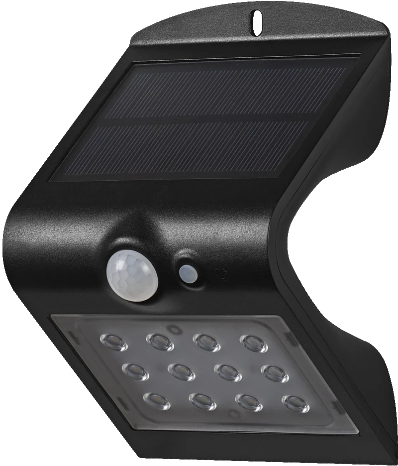 Sieninis šviestuvas 1,5W LED sieninis fasado šviestuvas ENDURA, juodas, 4000K, su saulės baterija ir judesio davikliu, IP65