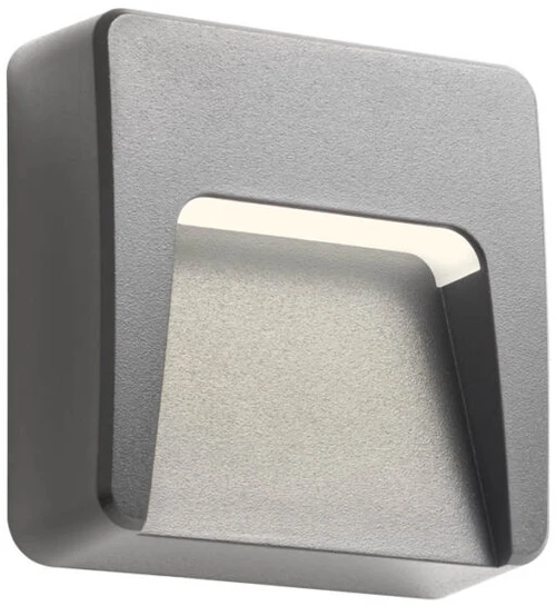 Sieninis šviestuvas 1,5W LED sieninis lauko šviestuvas laiptų apšvietimui HOLOS, tamsiai pilkas, 3000K, IP65, 80x80mm, 90681