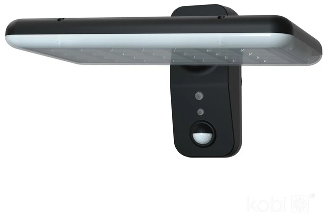 Sieninis šviestuvas 15W LED sieninis lauko šviestuvas su saulės baterija ir judesio davikliu PHOENIX G2, juodas, 3000/4000K, IP65