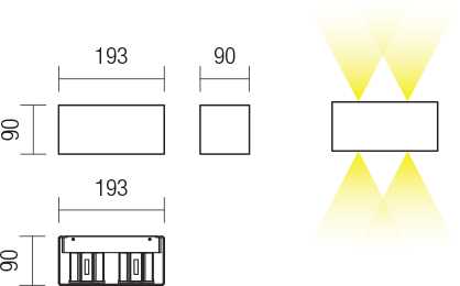 15W LED sieninis šviestuvas AMPLITUDE, juodas, 3000K, šviečia į viršų ir į apačią, reguliuojamas šviesos kampas, 01-2810