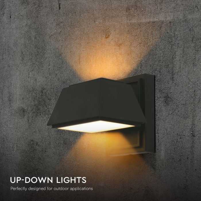V-tac 15W LED sieninis šviestuvas, juodas, 3000K, IP65, šviečia į viršų ir į apačią
