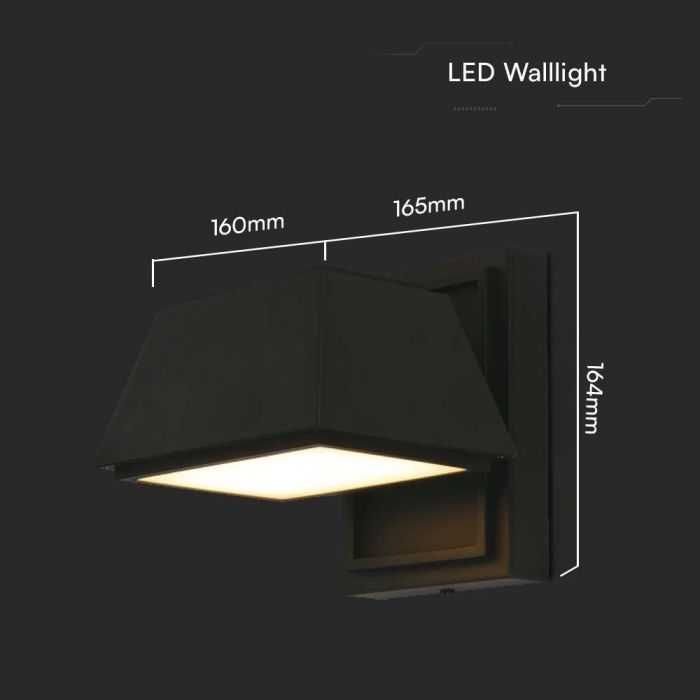 V-tac 15W LED sieninis šviestuvas, juodas, 3000K, IP65, šviečia į viršų ir į apačią