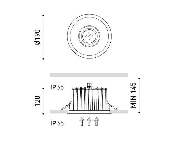 16,5W LED įleidžiamas šviestuvas DUOMO, baltas, 3000K, 42°, IP65