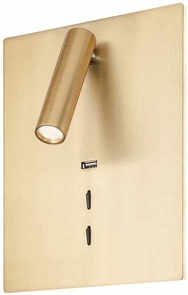 16W + 3W LED sieninis šviestuvas ZEN, bronzos sp., 3000K, šviesos kampas 120°, skaitymo šviestuvėlio - 20°, su USB, 01-2996
