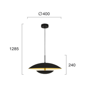 Viokef 16W LED pakabinamas šviestuvas MONICA, juodos/aukso sp., 3000K, 4242200