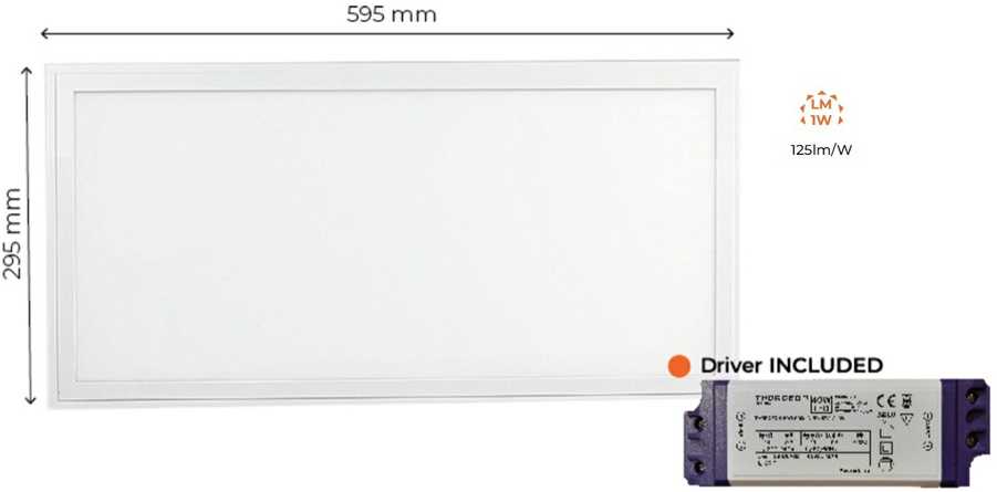 16W LED panelė THORGEON GEN2 60x30cm, balta, 4000K