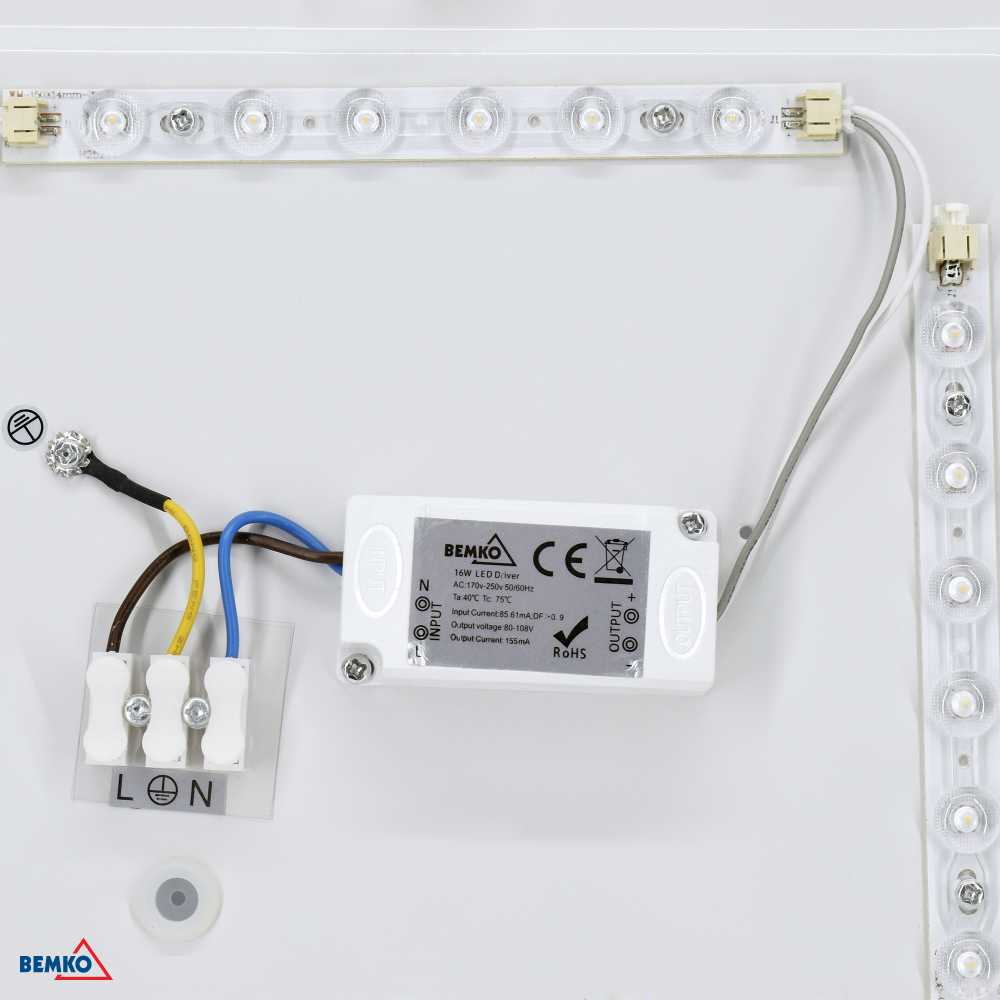 Bemko 16W LED paviršinė panelė TOFIR, aliuminio sp., 4000K, IP40