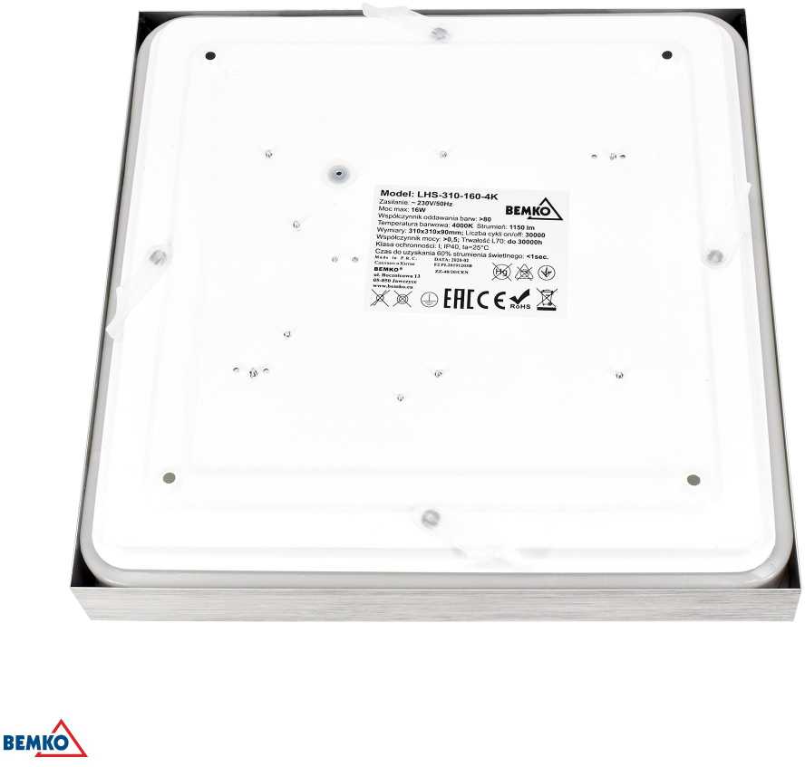 Bemko 16W LED paviršinė panelė TOFIR, aliuminio sp., 4000K, IP40