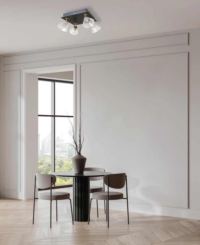 Lubinis šviestuvas 16W LED paviršinis šviestuvas ORELLA, juodos/aukso sp./skaidrus, 3000K