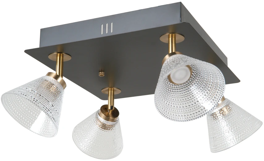 Lubinis šviestuvas 16W LED paviršinis šviestuvas ORELLA, juodos/aukso sp./skaidrus, 3000K