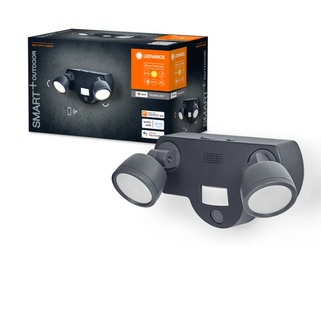 Lubinis šviestuvas Ledvance 16W LED paviršinis šviestuvas SMART+, tamsiai pilkos sp., 3000K, dimeriuojamas, su judesio/šviesos davikliu ir HD kamera