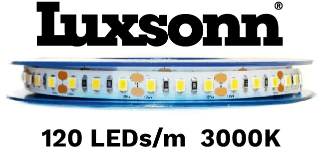 16W/m LED juosta LUXSONN, BRIDGELUX diodai, 2835, DC24, 120 LED/m, IP68, 3000K, 5m ritė