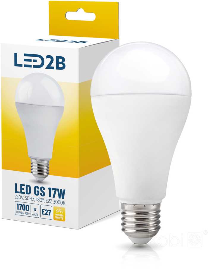 17W LED lemputė GS, E27, balta, 3000K, 180°
