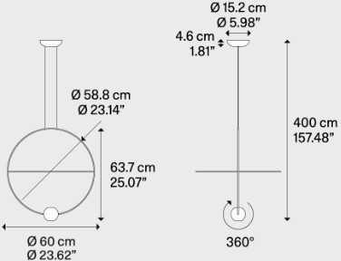 18+9W LED pakabinamas šviestuvas ELARA MEDIUM, juodas, 3000K, dimeriuojamas