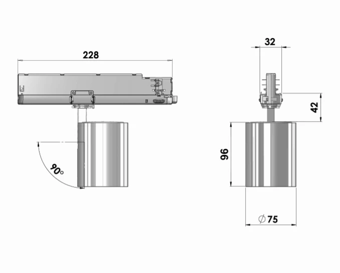 18W akcentinis šviestuvas į bėgelius GA-016 BING, 4000K, baltas
