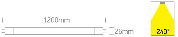 18W LED lempa, T8, 120cm, 3000/4000/6500K, 9018L/V