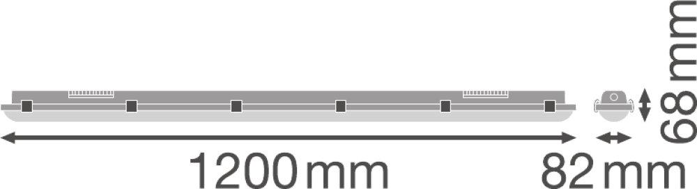 Lubinis šviestuvas 18W LED linijinis šviestuvas LEDVANCE, pilkas, 4000K, 120cm, IP65, GY