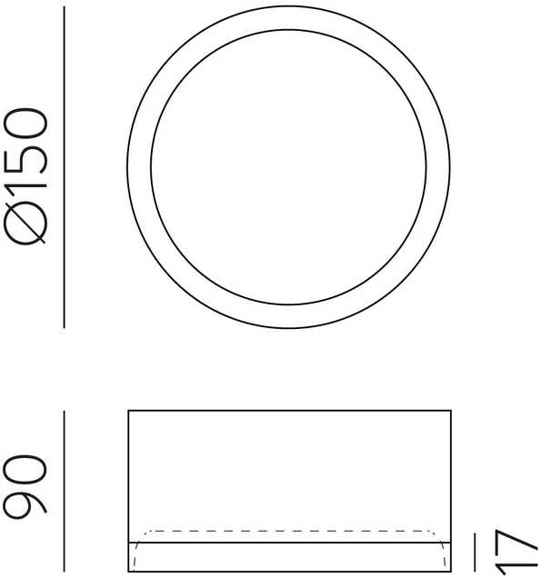 18W LED lubinis šviestuvas TECH, juodas, 3000/4000K, dimeriuojamas, IP44, P3987170NDT