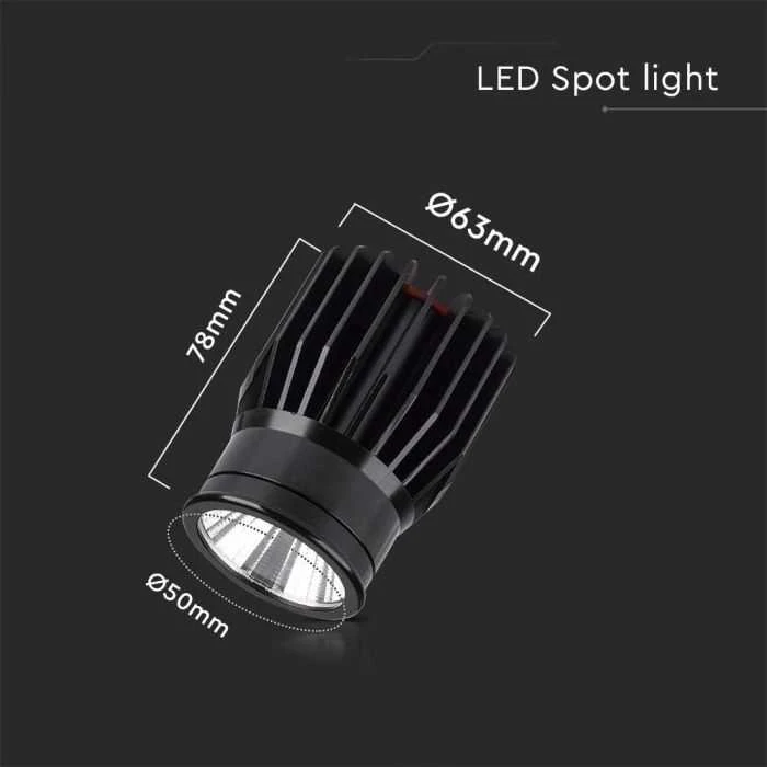 V-tac 18W LED modulis/įleidžiamas šviestuvas, juodas, 3000K