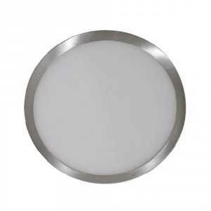 18W LED paviršinė panelė V-TAC, šviesaus satino nikelio, apvali, 3000K (šiltai balta)